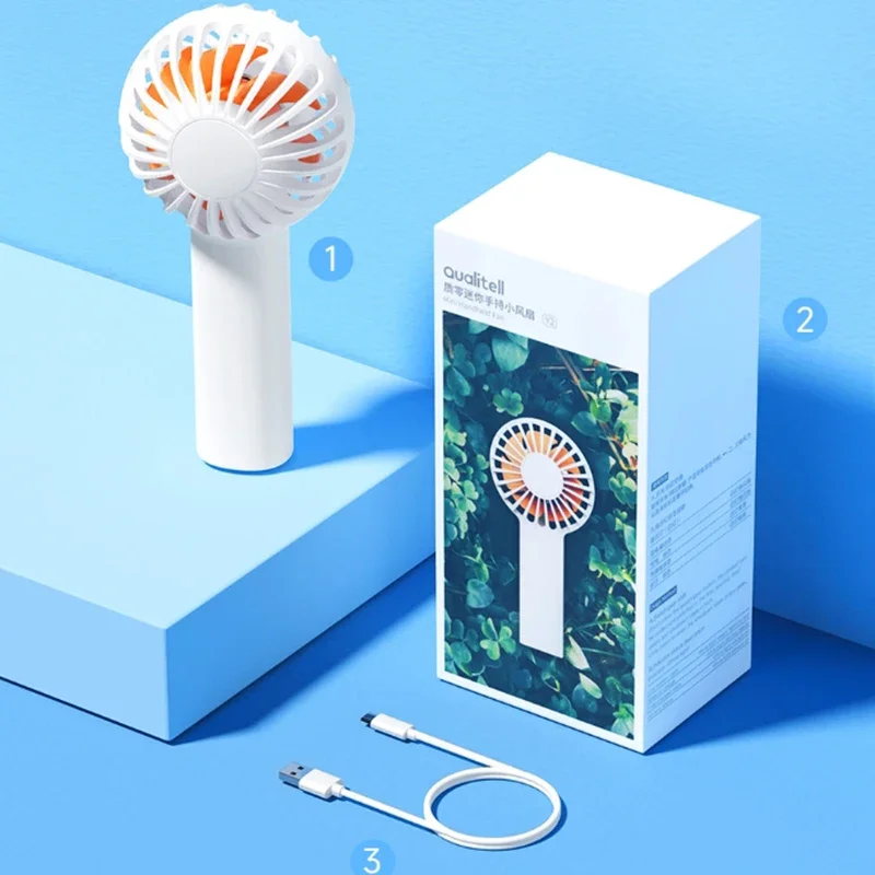 Qualitell 휴대용 미니 팬 3 속도 저소음 1200mAh Type-c 충전 휴대용 소형 팬 쿨 포켓 팬 86g 어린이/성인