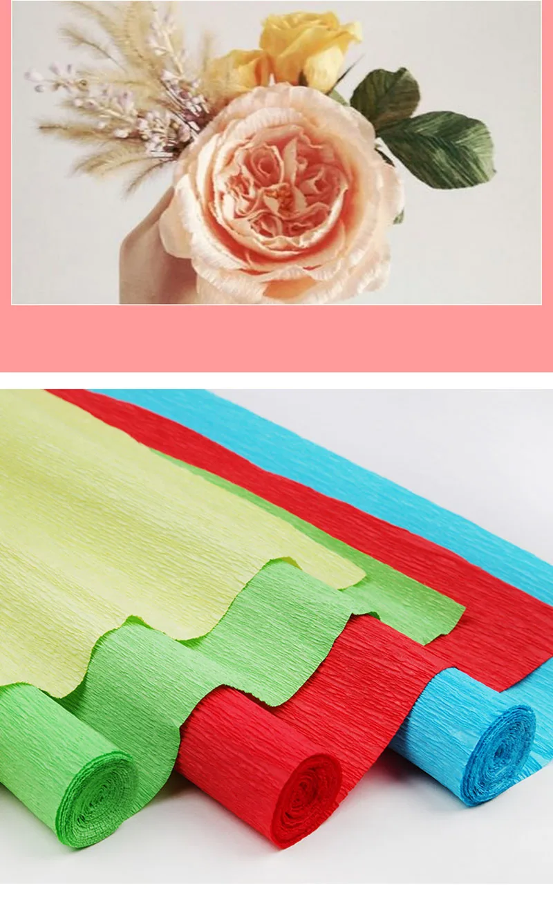 50x250cm Colored Crepe Paper Roll Origami Crinkled Crepe Paper Craft DIY Flowers Decoration Gift Wrapping Paper Craft