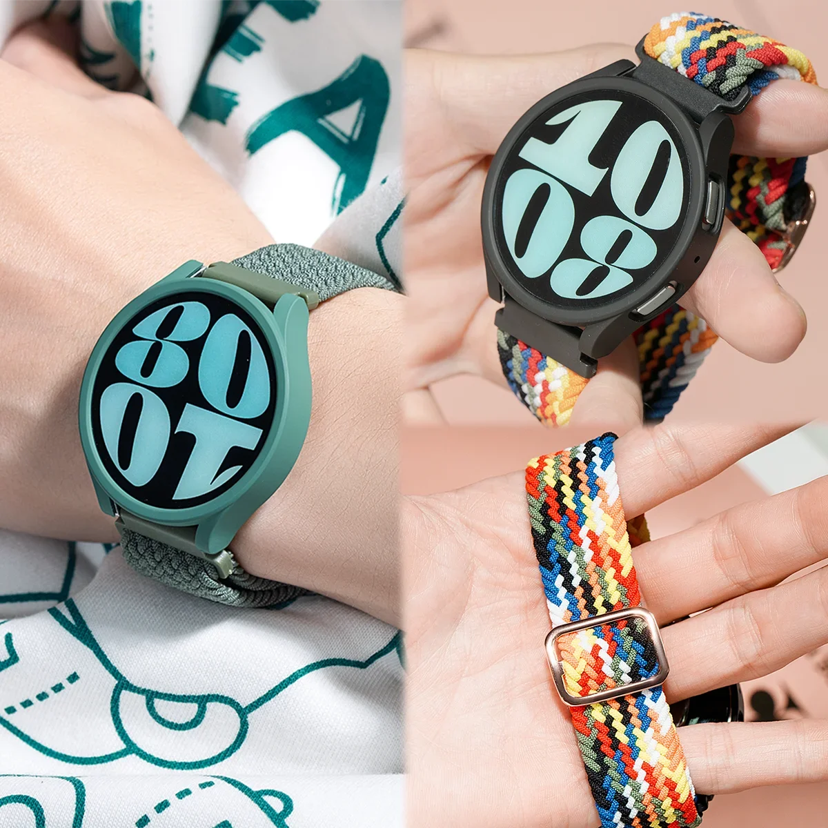 Braided Nylon Smartwatch Strap with Protective Bumper Cover