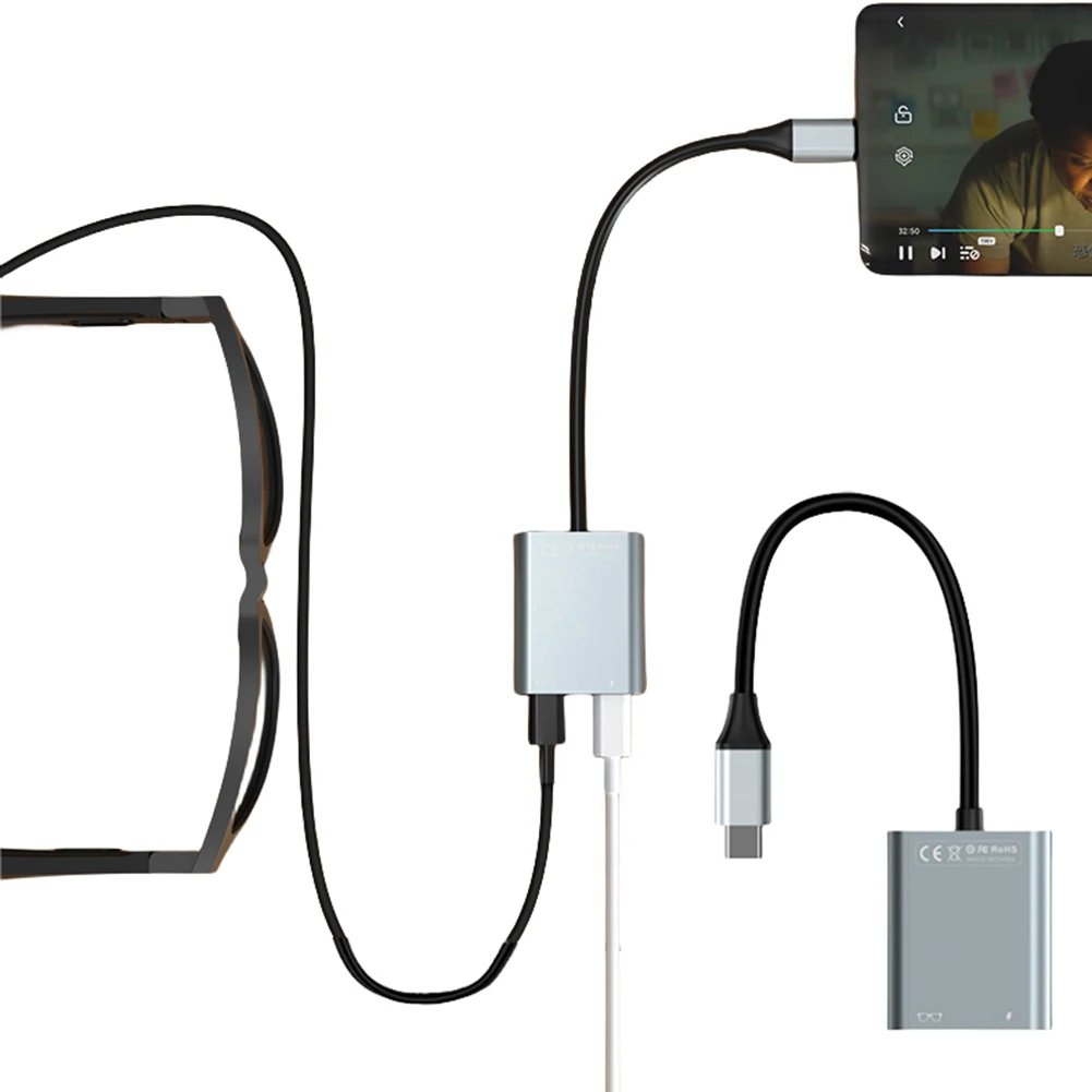 USB-C 허브 및 데이터 전송 USB C 도킹 스테이션, AR 안경 및 노트북 PC용 C타입 어댑터, 2 in 1, PD100W, 10Gbps 멀티포트 어댑터