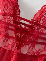Hot Lace Halter Babydoll Sexy Deep V Neck See Hrough Nightgown Women's Erotic Lingerie Sleepwear Dress For Valentine's Day - Image 6