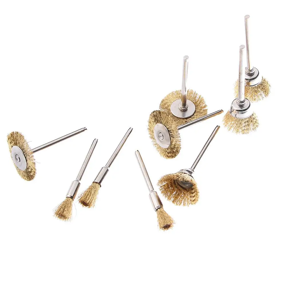 

Drill 9Pcs/set Carving Craft for Electric Grinding Grinder Rotary Electric Tool Wire Wheel Brass Wire Brush Polishing Brushes
