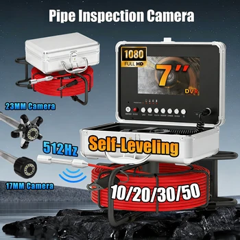 Sewer Inspection Camera, Self-Leveling Sewer Camera with 512HZ Locator, 17/23MM Endoscop Camera with 12 LEDs ,10/20/30/50M Cable 1