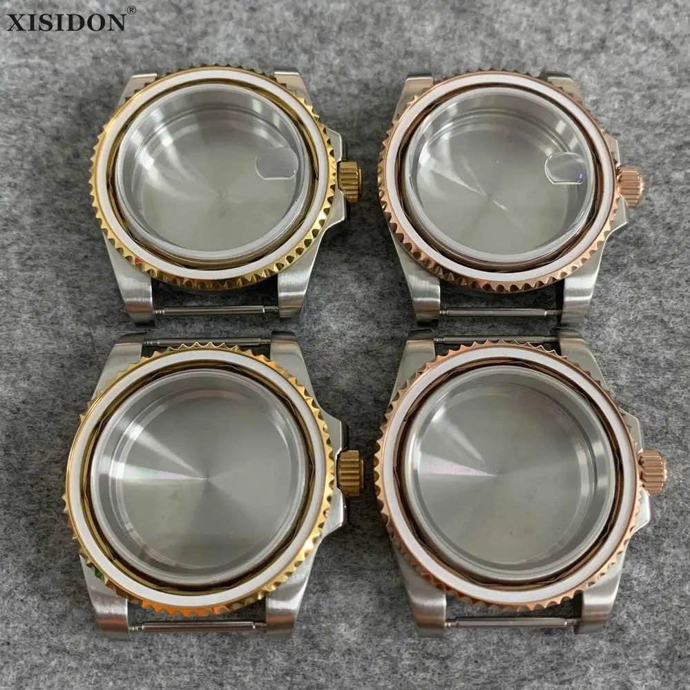 

SUB Gold Watch Case 316L Stainless Steel 40mm Case with Sapphire Glass Fit NH35 NH36 Movement Fashion Watch Parts for Men