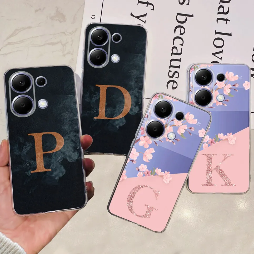 Lettera Cass Per Cover Xiaomi Poco M6 Pro 4G Phone Shell Mask Per Xiaomi Redmi Note 13 Pro 4G Bumper Etui Coque Soft Clear Tpu