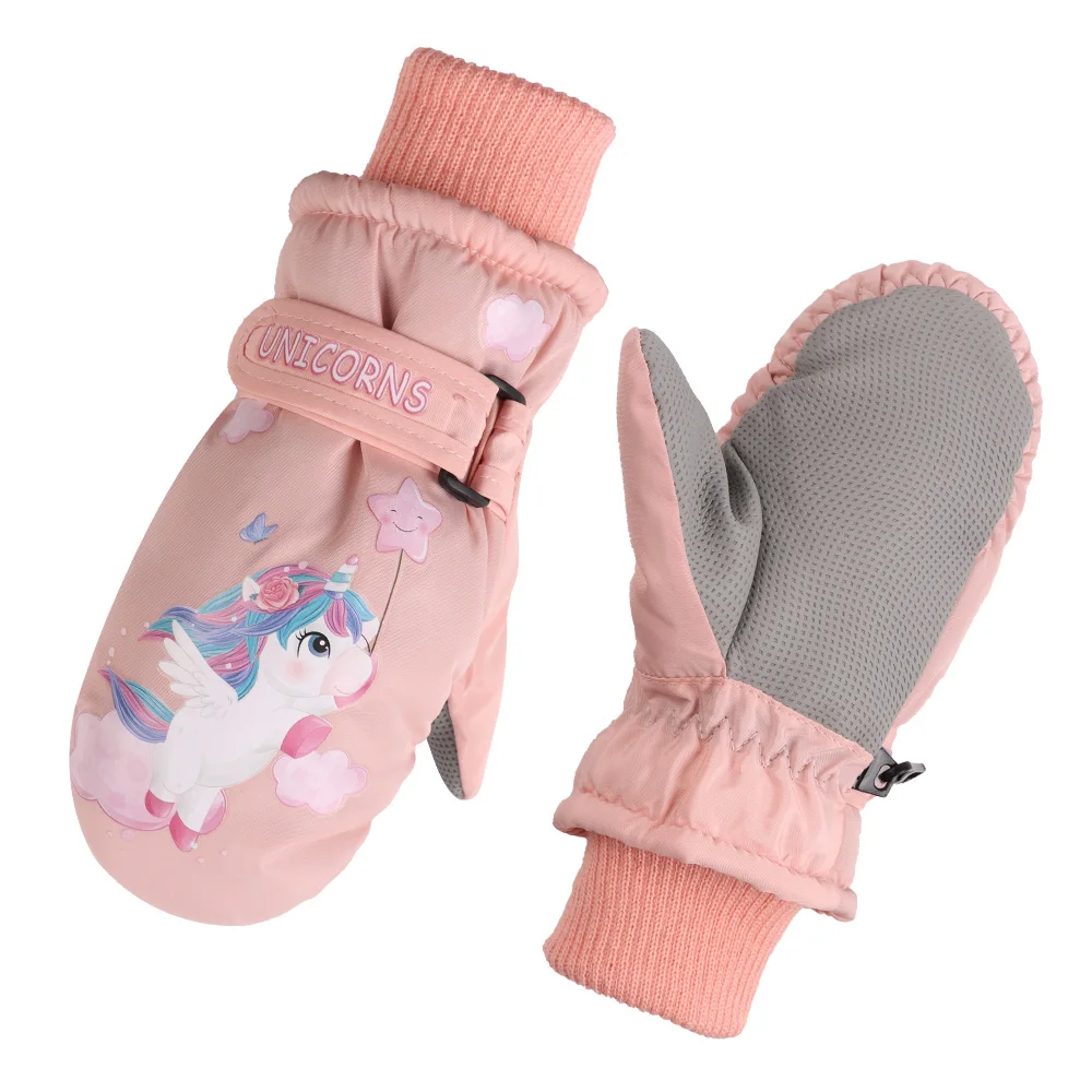 

Winter Warm Baby Children Gloves Waterproof Windproof Thick Plush Gloves Cartoon Thermal Padded Mitten for 2-10Y Kids