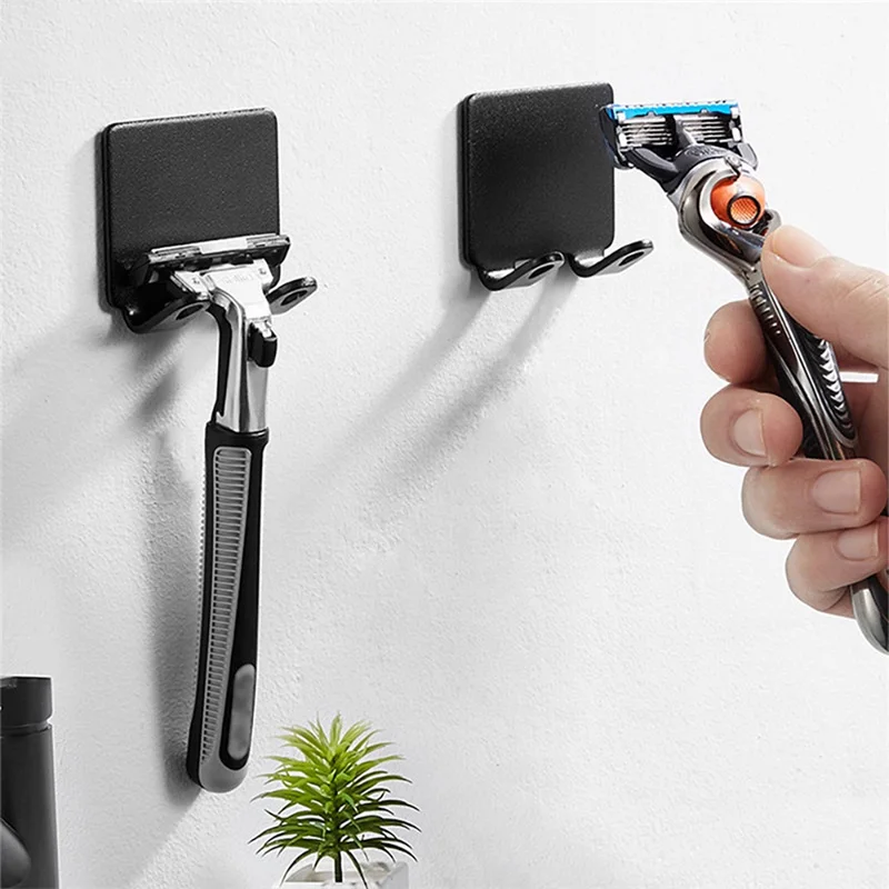 Razor Holder razor holder self adhesive hook bathroom shelf bathroom storage shelf storage shelf bathroom accessories bathroom corner shelf Self-adhesive Wall Razor Holder Bathroom Shelf Rack Towel Plug Sticky Hook Waterproof Hook Shaving 1-20PCS