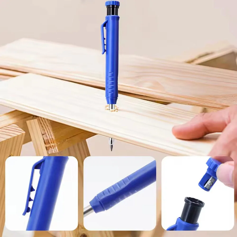 Set di Matite da Carpentiere, Utensili per Falegnameria, Matita Meccanica, Temperamatite, Strumenti per Lavori Edili, Marcatore per Carpenteria - immagine 2