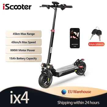 Monopattino elettrico ix4 800W 15Ah, potente monopattino elettrico da 10 pollici con pneumatici antiscivolo per fuoristrada, autonomia di 45 km, velocità massima di 45 km/h, con app.