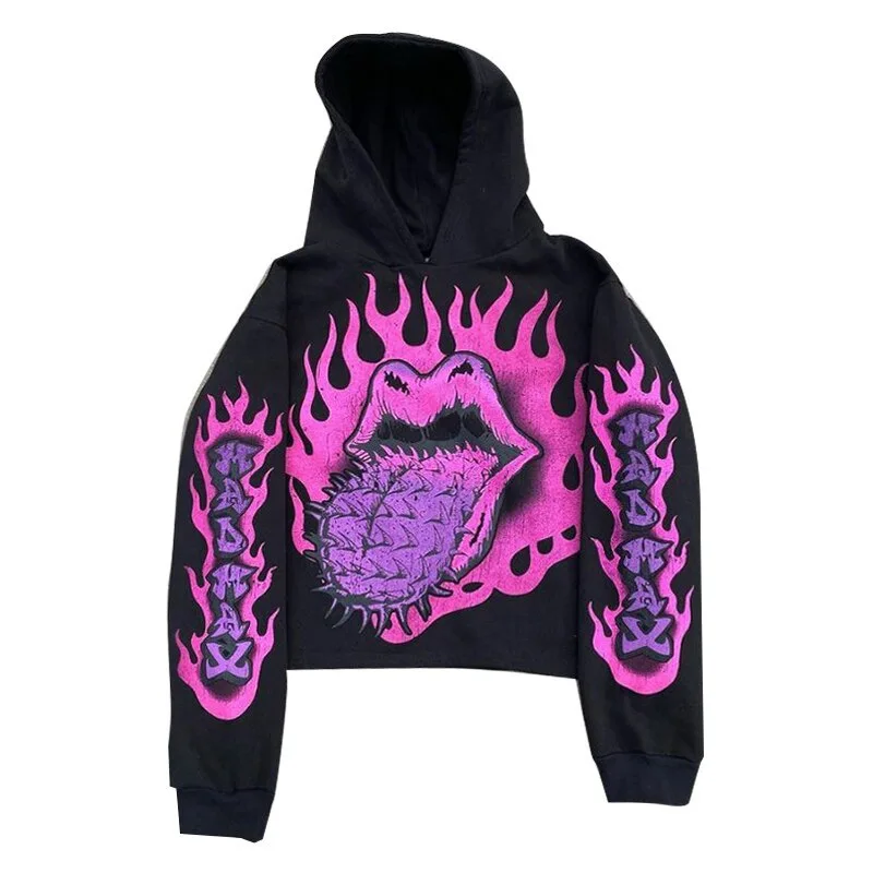 

New European American Street Pullover Sweater Gothic Fashion Fashion Hoodie Halloween Dress Up Rock Men's and Women's Loose Coat