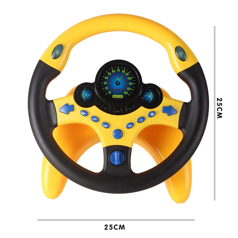 어린이를위한 1pc 시뮬레이션 스티어링 휠 노란색 필요 없음 공동 놀이 교육용 자동차 액세서리 전자 애완 동물 선물