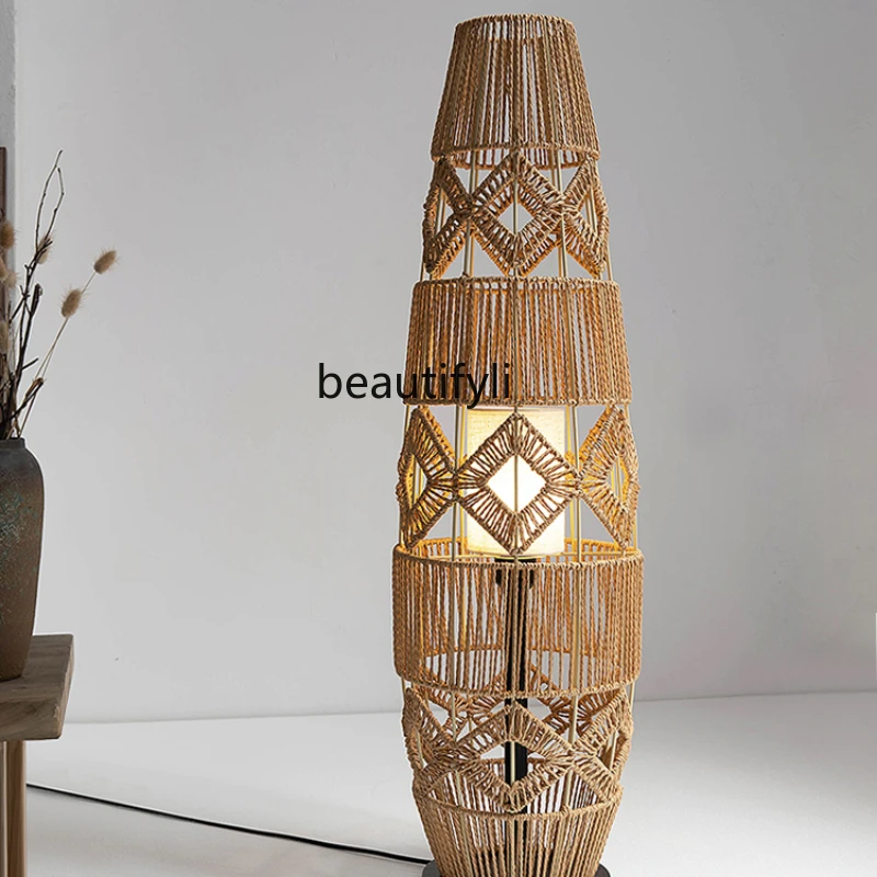 

Japanese-Style Retro Rattan Hemp Rope Handmade New Chinese Zen Designer Living Room Bedroom Bedside