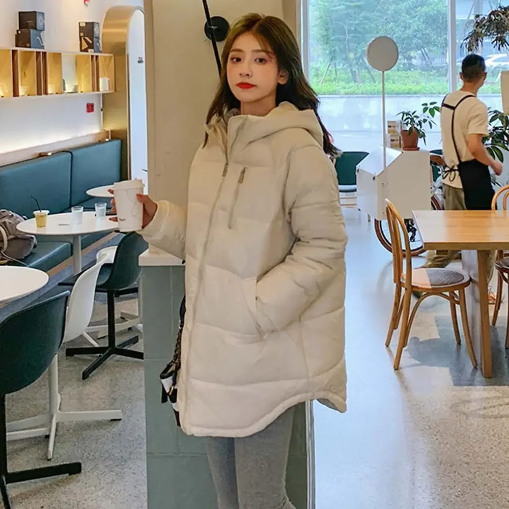 New Women Warm Thick Cotton Down Jacket Coat Winter Solid Jacket Long Hooded Parka Female Casual Long Winter Coat Women Clothing