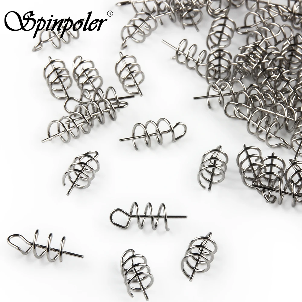 Spinpoler 100pc Spring Twist Lock Fishing Hook Protecting Bait Hold  Securely Fishing Worm Crank Centering Pin Soft Plastics Lure - AliExpress