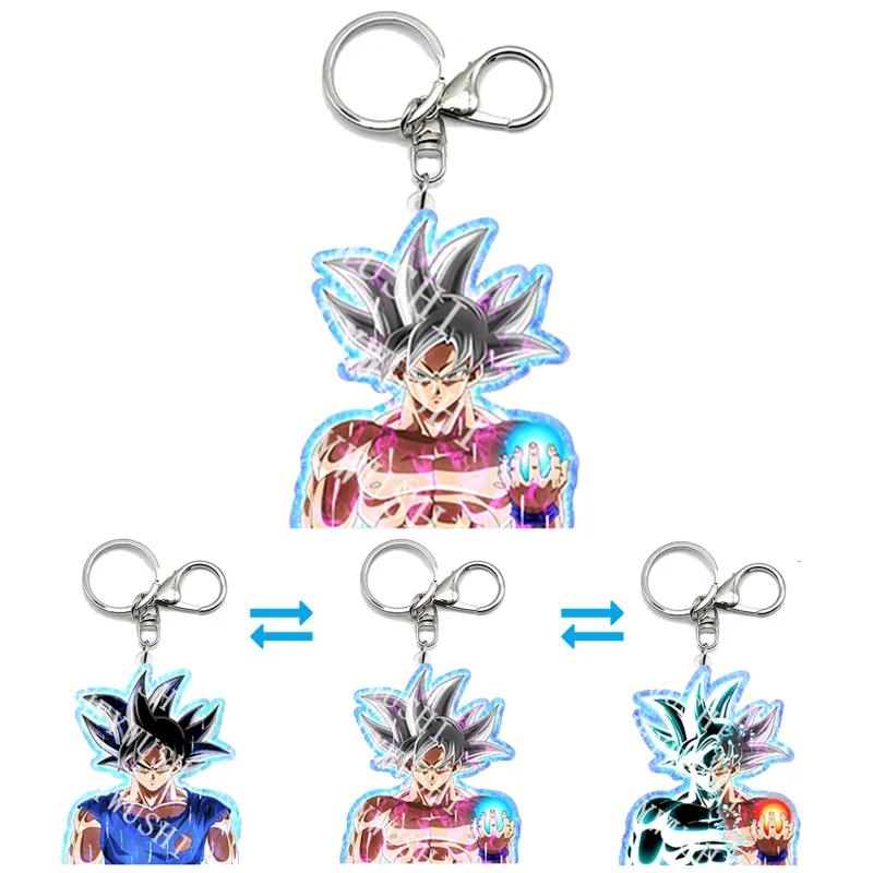 

Dragon Ball Ssj Goku Anime Motion Key Chains Acrylic Keychains Bag Pendant Car Keyring Anime Peripherals Gift Ornament