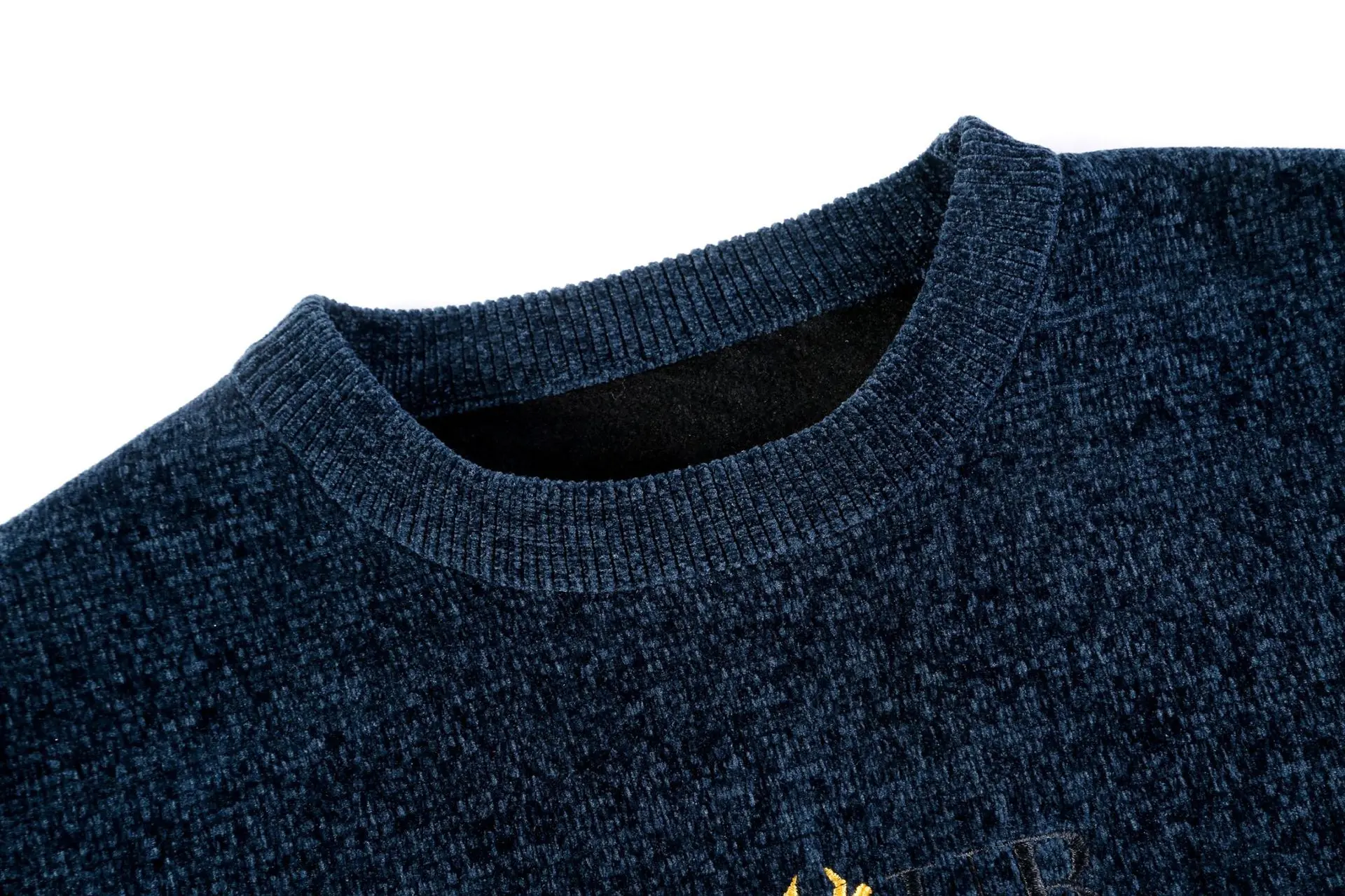 Winter Fleece-lined Middle-Aged People's Warm Sweater Men's Chenille Sweater Men's Thickened Bottoming Shirt T-shirt Top