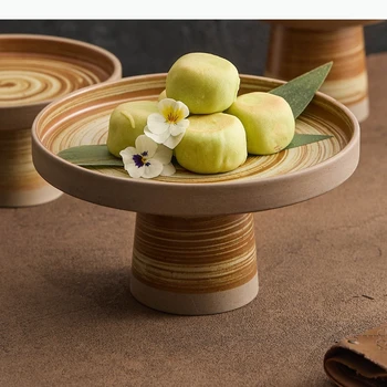 High-Footed Retro Pottery Plate 1