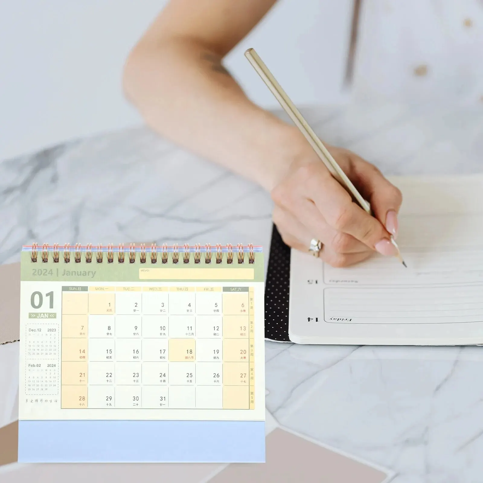Desk Calendar Decorative Office Standing Paper Home Student Accessories