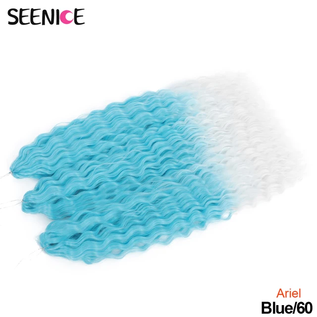 Ariel Curl Deep Wave Twist Crochet Hair Natural Synthetic Afro Curls Crochet Braids Ombre Braiding Hair Extensions For Women Blue-60