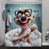 Cute Cartoon Ferret Bath Time Shower Curtain Waterproof Polyester, Machine Washable with Hooks Included, Perfect for All Seasons 1