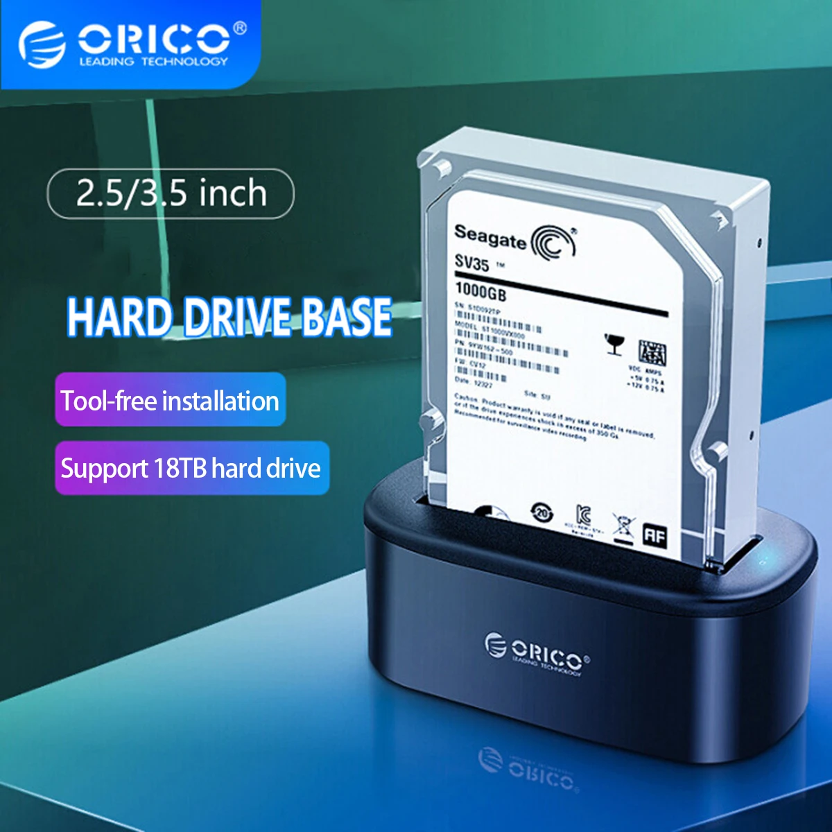 Orico-hard Drive Docking Station Usb 3.0 para Sata Hdd Enclosure e Ssd 2.5 3.5