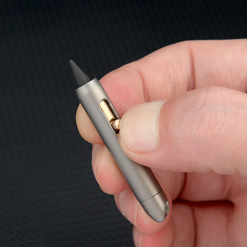 Titanium alloy mini eternal pen, no sharpening, erasable, pencil keychain pendant, portable pocket pen, emergency writing 2