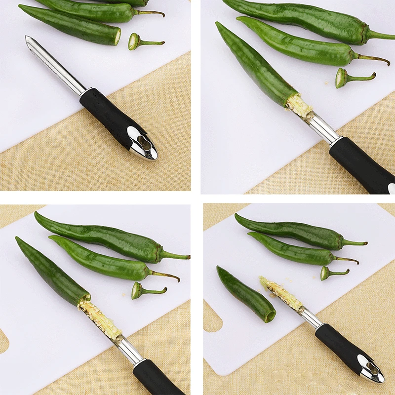 

Kitchen Portable Chili Pepper Corer Stainless Steel Zucchini Courgette Cucumber Corer Special Kitchen Gadgets with Serrated Edge