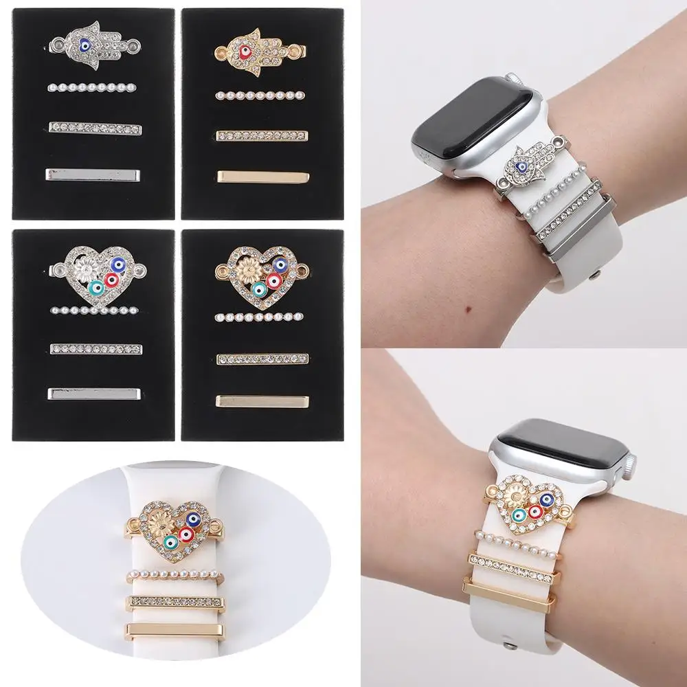 Diamond Love Ornament Decorative Ring for Smart Watch Silicone Strap Bracelet