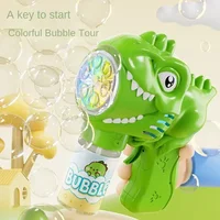 6-hole Dinosaur Bubble Machine Electric Bubble Gun with Light Fully Automatic Bubble Gun Automatic Soap Blower Outdoor Game Toy 5
