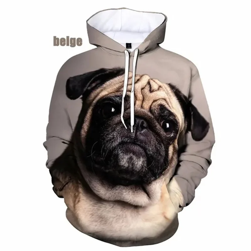 thumbnail image 1 of Sudadera con capucha con estampado 3D de perro PUG para hombre, sudadera con capucha divertida para niño, ropa de calle, sudaderas para hombres, 1 of 5
