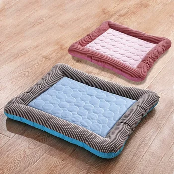 Cooling Pad Bed for Dogs Cats Puppy Kitten Cool Mat Pet Blanket Ice Silk Material Soft for Summer Sleeping Pink Blue Breathable 6