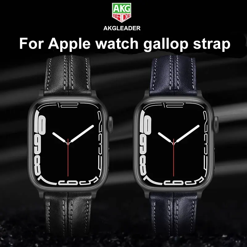 

AKGLEADER Genuine Cow Leather butterfly buckle Bracelet Belt Band for Apple Watch 7 6 SE 5 4 Strap for iWatch 41MM 45MM 44mm