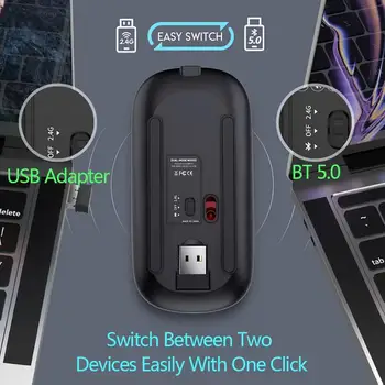 New Bluetooth Wireless Mouse USB Optical Rechargeable Mouse for Computer Laptop PC Macbook Gaming Mouse Gamer 2.4GHz 1600DPI 4