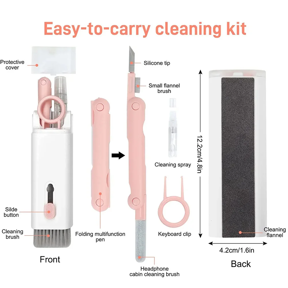 7-in-1 Computer Keyboard Cleaner Brush Kit Earphone Cleaning Pen For Headset iPad Phone Cleaning Tools Cleaner Keycap Puller Kit cleaning kit,earbud cleaning tool,cleaning brush,keyboard cleaning tools,computer cleaning brush