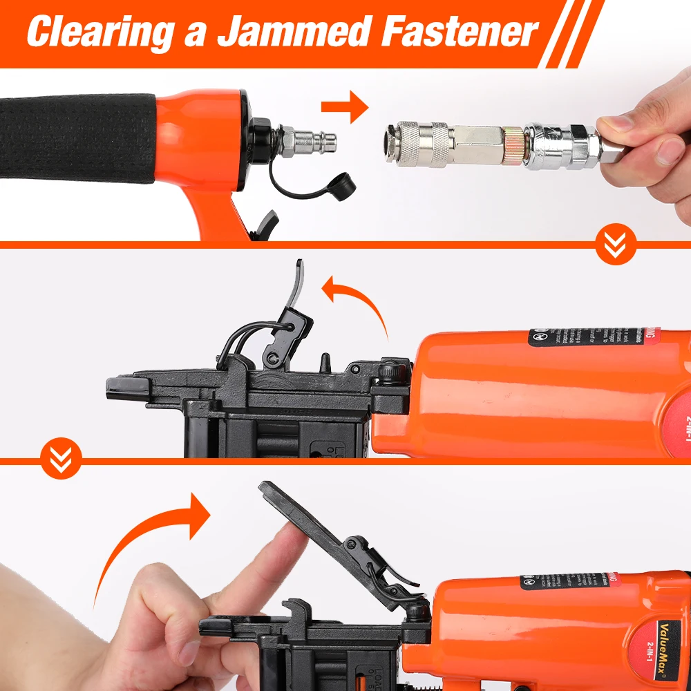 ValueMax 2 in1 100 PSI Air Nail Gun Brad Nailer Pneumatic Gun Wood Frame Stapler Pneumatic Tool DIY Tools with 400pcs Staples 5