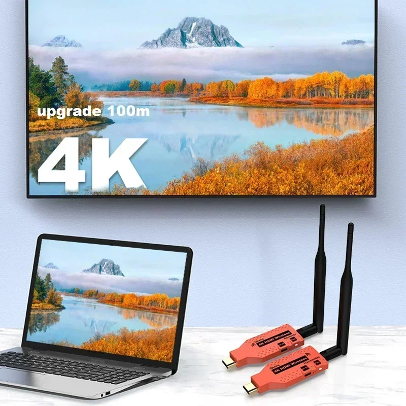 4K 100m 무선 HDMI 비디오 송신기 수신기 무선 디스플레이 어댑터 카메라 STB 노트북 PC에서 TV 모니터로 HDMI 연장기