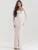 Elegant Lace Print Maxi Dress Set Women Fashion Spaghetti Strap Long Sleeve Bodycon Club Party Sexy Long Dress