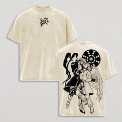Vintage Washed Seven Deadly Sins Anime Oversized T - Shirt - Unisex Summer Short Sleeve Cotton Tee - S (Beige)
