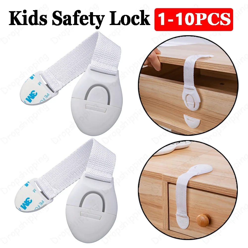 1-10PCS Baby Safety Locks Drawer Lock No Drilling Cabinet Drawer Locks Refrigerator Lock Buckle Children Protection Strap