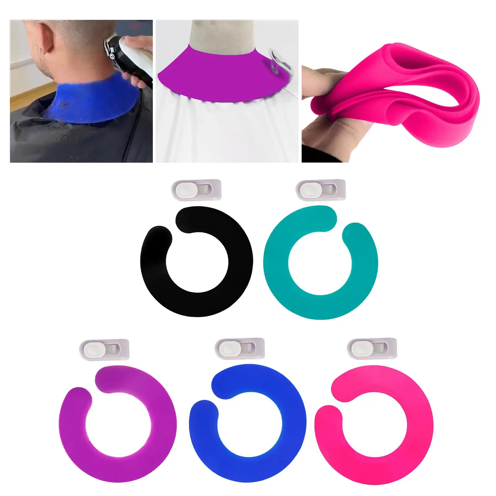 Silicone Cutting Collar Neck with Buckles Waterproof for Hairdressing