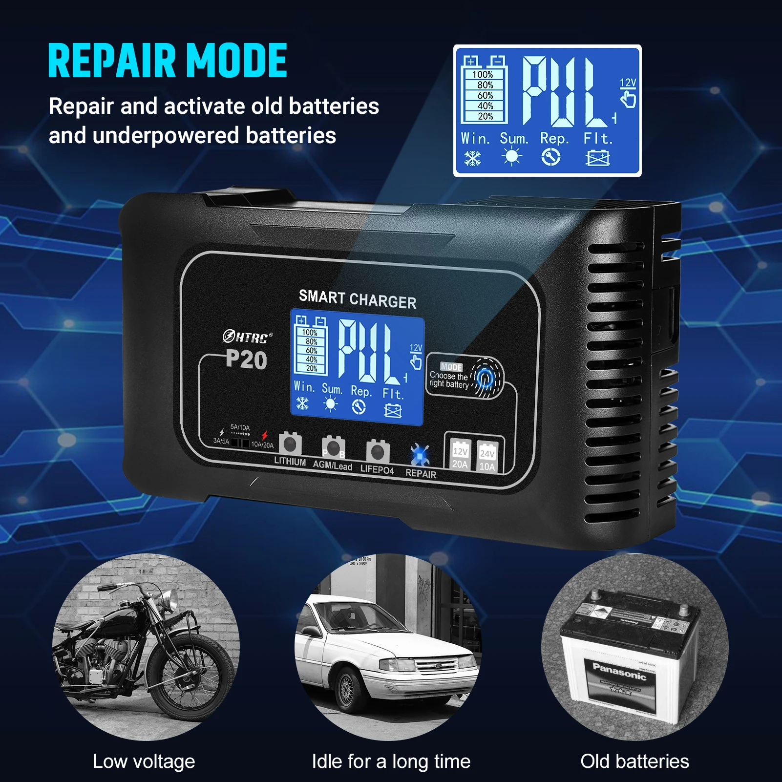 HTRC   ͸ , ڵ ޽  ,  Ƭ LiFePO4 ͸, 12V, 20A, 24V, 10A