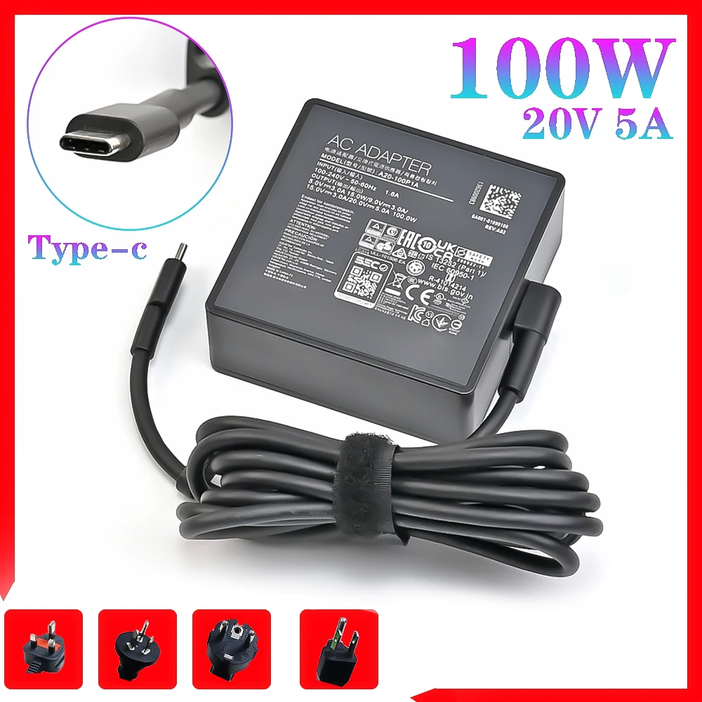 A20-100P1A 20V 5A 100W Usb Type-C Usb-Cpd Caricabatterie Adattatore Ca Per Laptop Veloce Per Asus Rog Flow X13 Gv301 Z13 Gz301