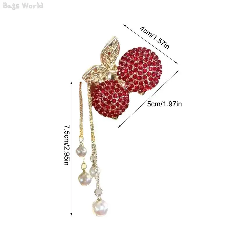 1Pc Cherry Tassel Hairpin Rhinestone Hair Clip Woman Hair Claw Jewelry Hair Accessories Fairy Headwear