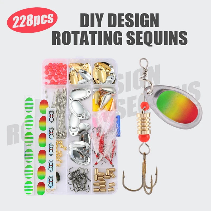 

DIY Rotating Sequins Assembly Kit Metal Spoon Spinner Fishing Lure Set Spoonbait Crankbaits Fishing Wobbler for Pike Crochet Kit