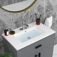 USA 30 Inch Bathroom Vanity Sink Tops - White Drop In Bathroom Sink Ceramic Topmount Rectangular Vanity Top with Overflow 2