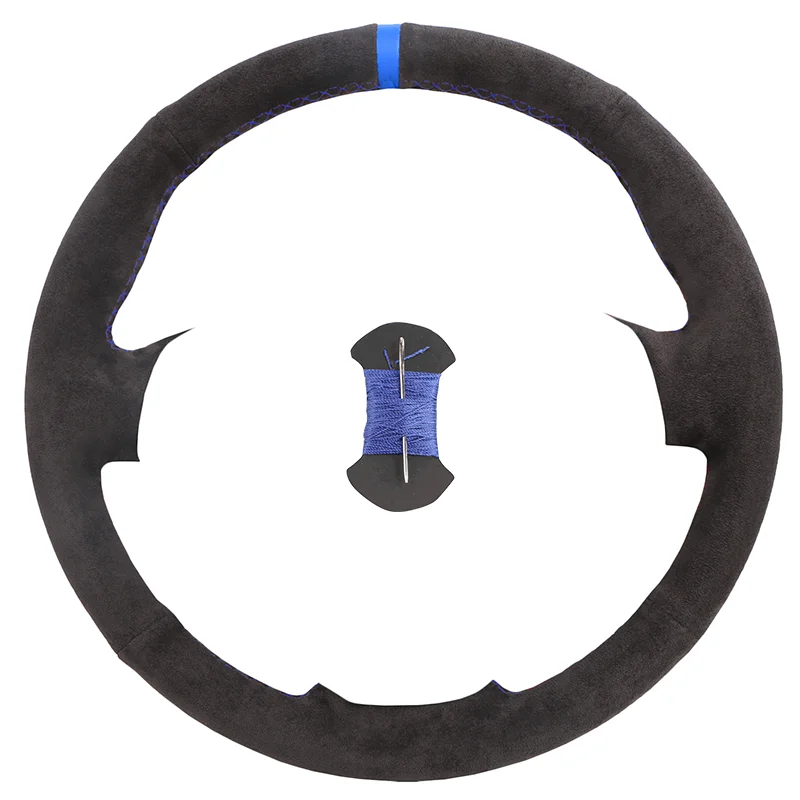 Premium Hand-Sewn Suede Leather Steering Wheel Cover