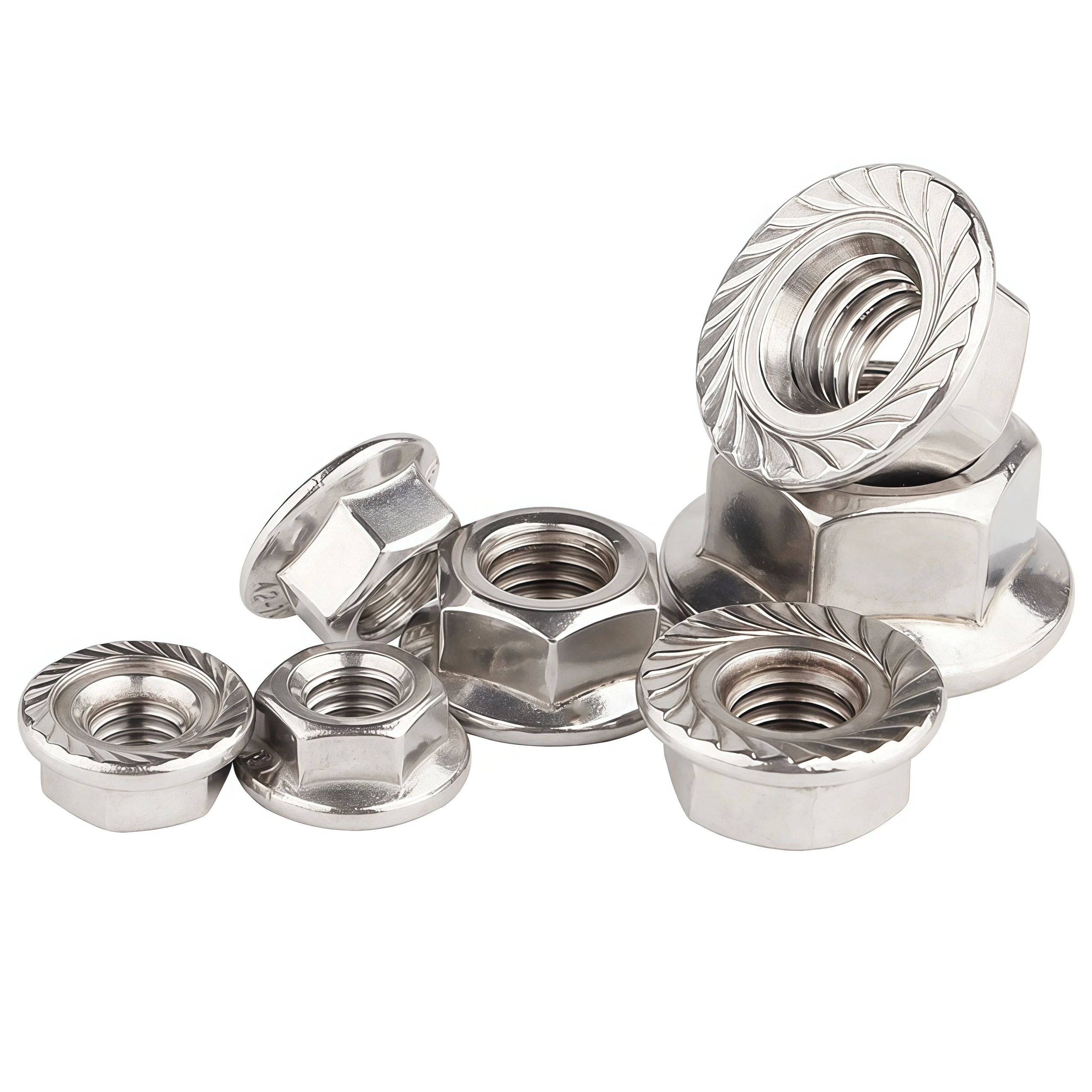 DIN6923 Hexagon Flange Nut M3 M4 M5 M6 M8 M10 M12 M14 M16 M20 Serrated Spinlock 304 Stainless Steel Lock Nut