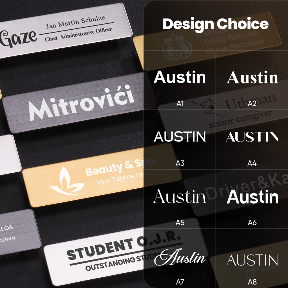 Targhetta identificativa in acciaio inox oro appoggiata su una superficie piana