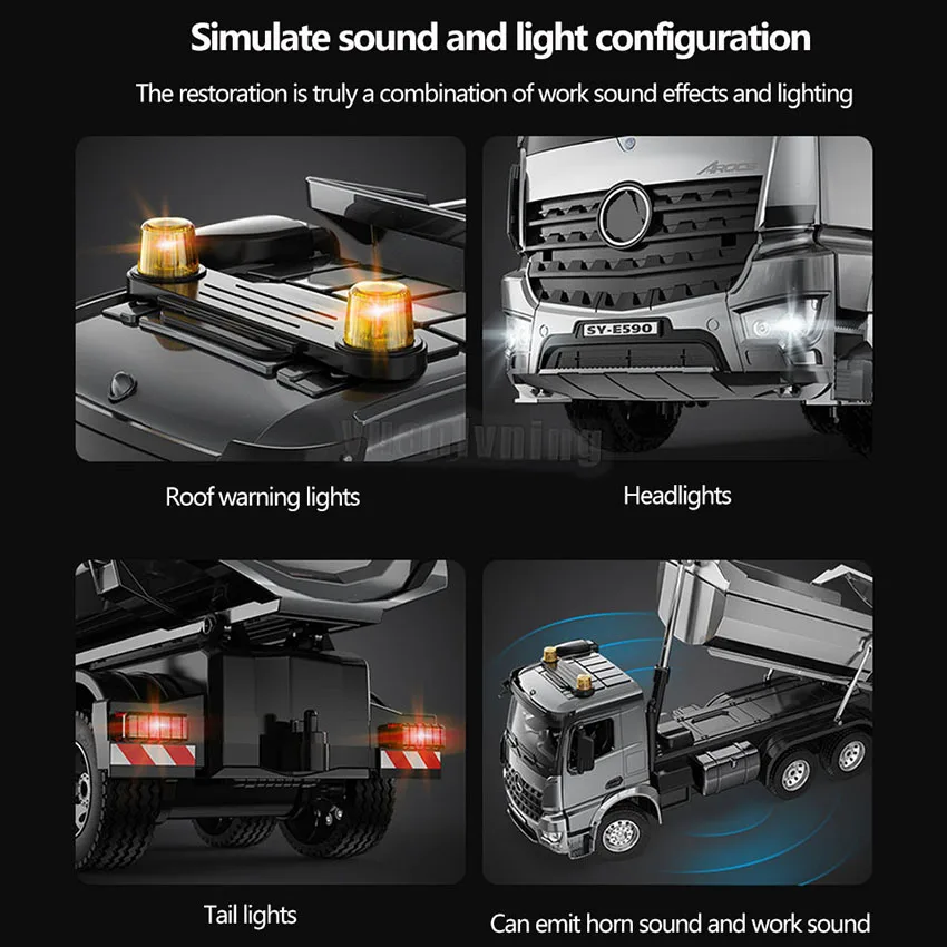Alloy Auto RC Engineering Truck Crawler Toy 1/20  2.4GHz Remote Wireless Car Model Dump Trucks Tractor Cars Boys Childrens Gift 5