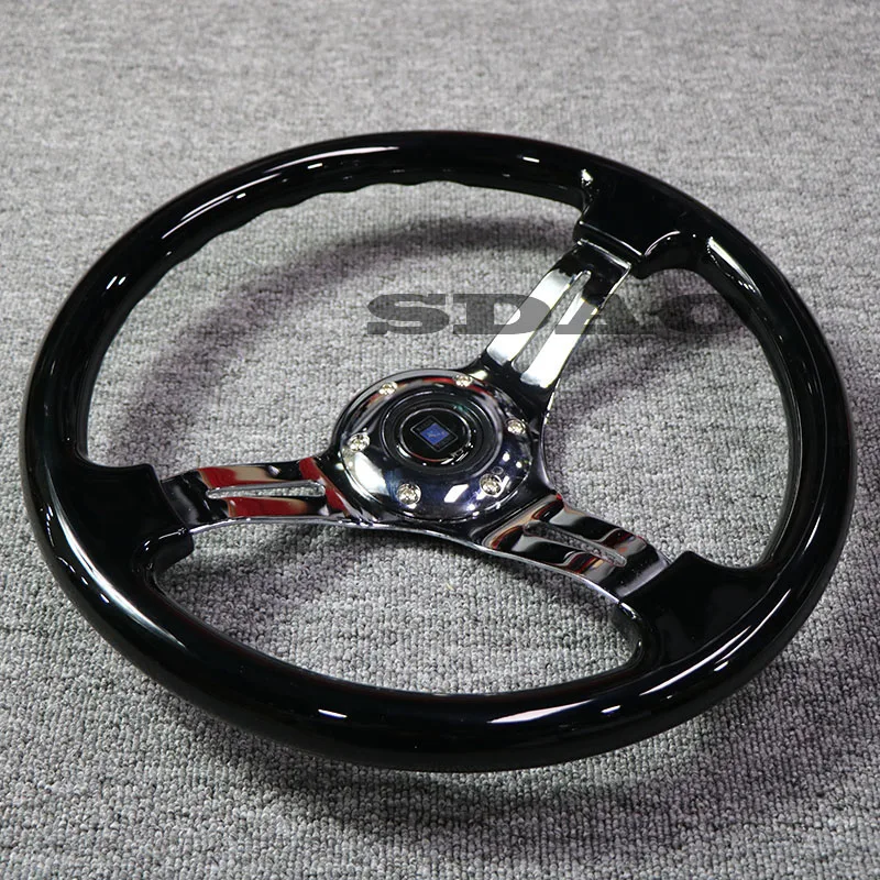 

Universal Classic BLACK 350mm 14 Inch Wooden Steering Wheel ABS Imitation Peach Wood Auto RacingSport Steering Wheel